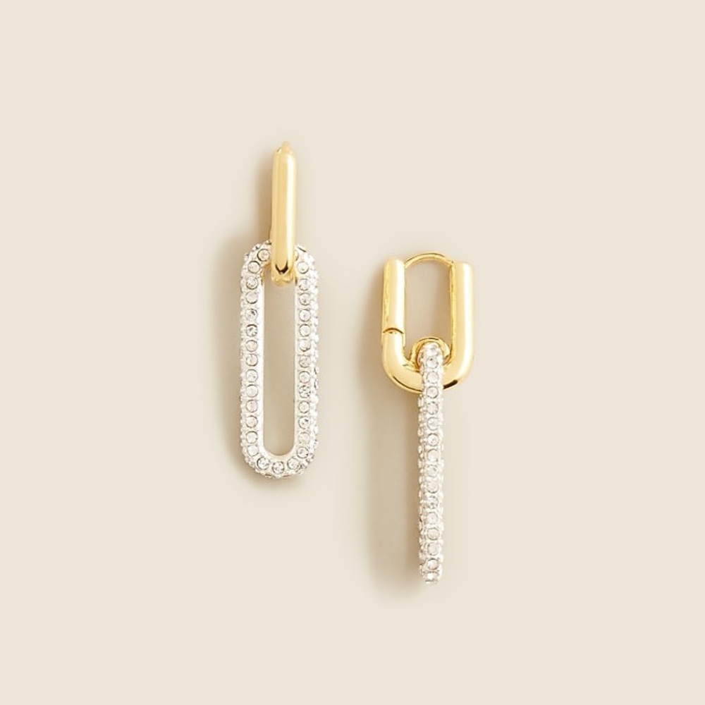 NWT J. Crew Gold/Silver Pavé crystal link earrings